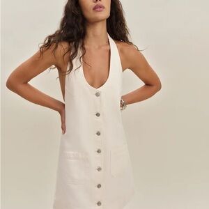 Reformation Brittany Denim Halter Mini Dress